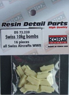 Kora Model DS72220 Swiss 10kg bombs (16 pcs.) WWII 1/72