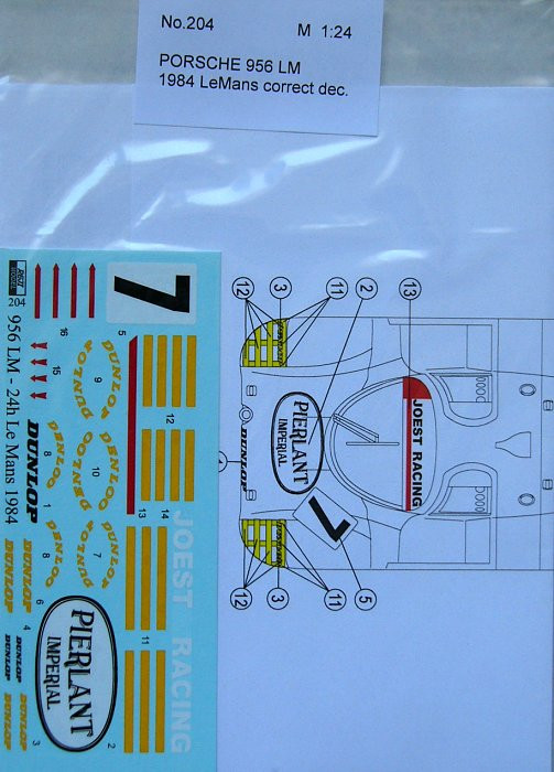 Reji Model 204 Porsche 956 Newman 24h Le Mans1984 miss.logo 1/24