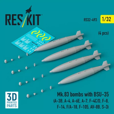 Reskit 32493 Mk.83 bombs w/ BSU-35 (4 pcs.) 1/32