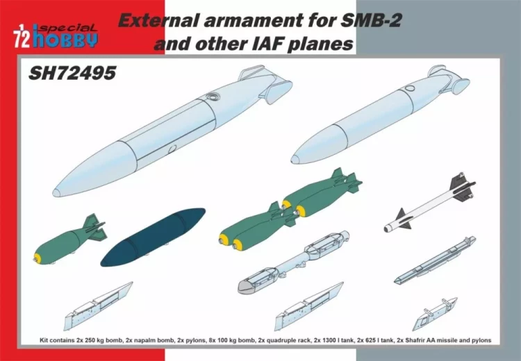 Special Hobby SH72495 External Armament Set for SMB-2 & IAF planes 1/72