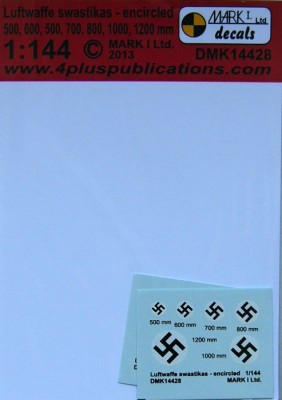 4+ Publications DMK-14428 1/144 Decals Luftwaffe swastikas encircled (2x)