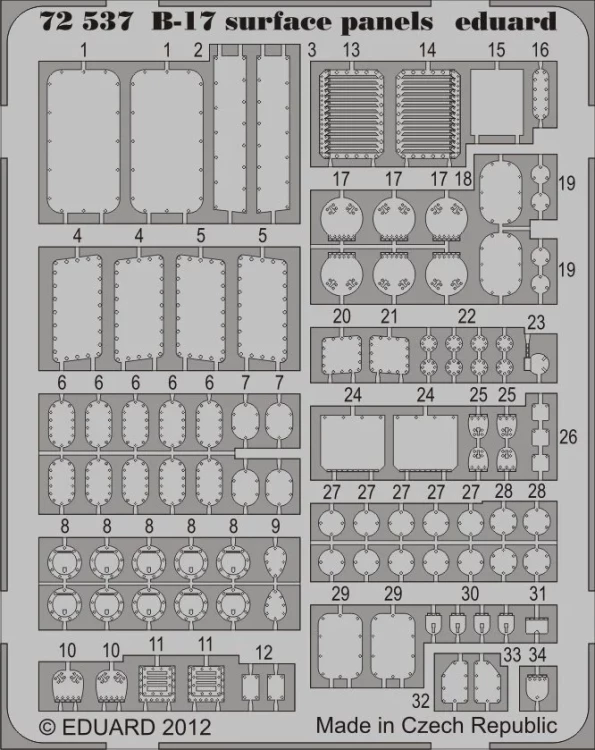 Eduard 72537 SET B-17 surface panels S.A. (REV) 1/72