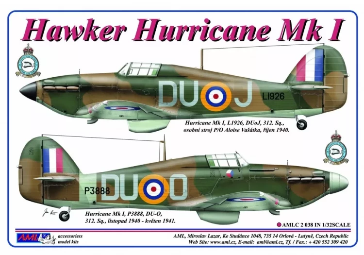 AML AMLC32038 Decals Hawker Hurricane Mk.I 312th Sqdn. RAF 1/32