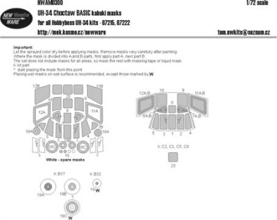 New Ware NWA-M0300 1/72 Mask UH-34 Choctaw BASIC (HOBBYB)