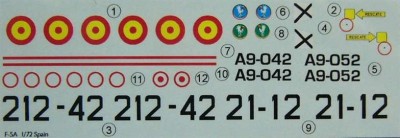 LF Model C72136 Decals F-5A Freedom Fighter Spain (ITAL) Pt.2 1/72