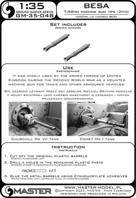 Master G35048 Besa 7,92mm MG tips (2 pcs.) 1/35