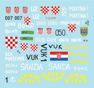 Star Decals 35-C1237 CRO-ARMY # 2. Domovinski Rat / Homeland War 1991-95.T-55A. 1992-93. [Soviet) 1/35