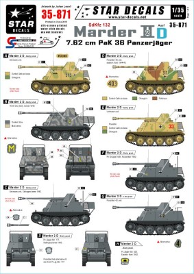 Star Decals STAR35871 Panzerjager Marder II Ausf.D - 7.62cm PaK 36. Eastern Front 1/35