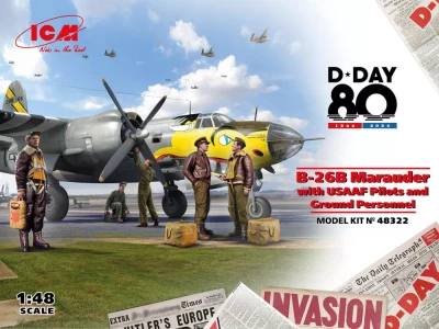 Icm 48322 D-DAY, B-26B Marauder w/ USAAF Pilots&amp;Person. 1/48