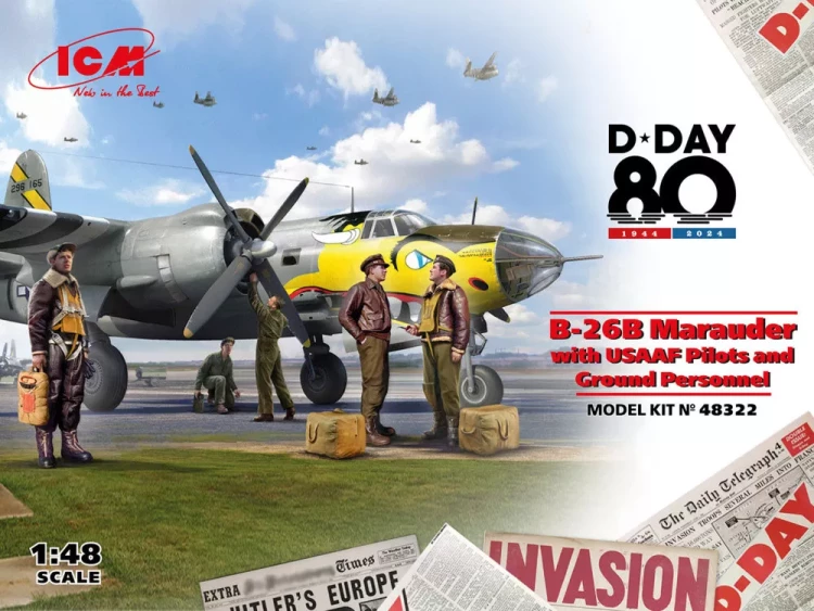 Icm 48322 D-DAY, B-26B Marauder w/ USAAF Pilots&Person. 1/48