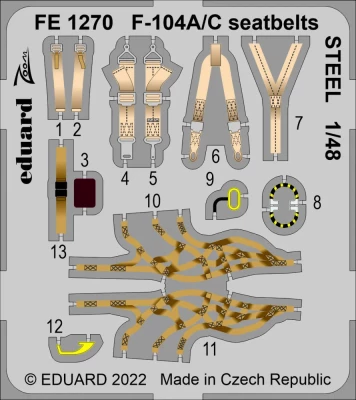 Eduard FE1270 F-104A/C seatbelts STEEL (KIN) 1/48