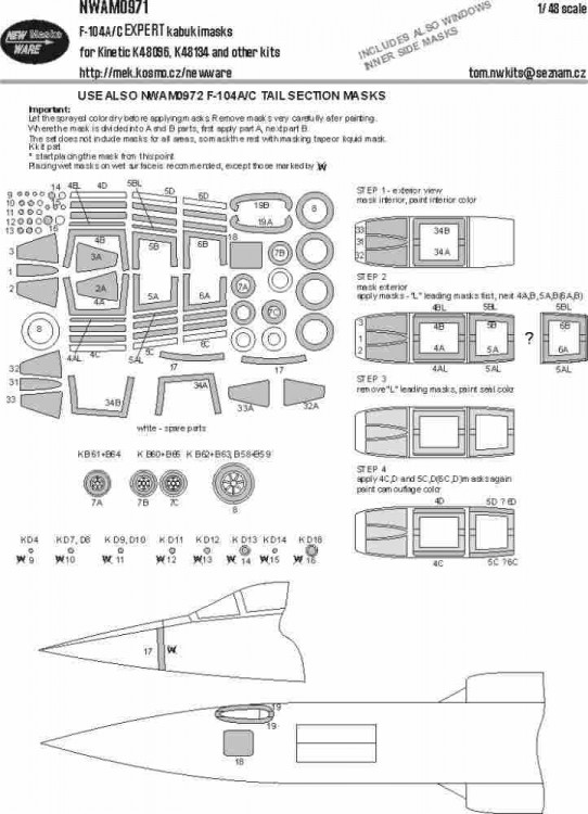 New Ware NWA-M0971 Mask F-104A/C EXPERT (KIN) 1/48