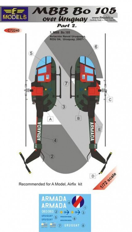 Lf Model C72240 Decals MBB Bo 105 over Uruguay (AMOD) Part 2 1/72