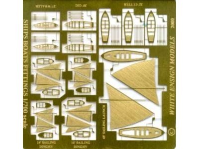 White Ensign Models PE 0739 ROYAL NAVY SHIPS' BOATS details (thwarts, props, rudders, sails) 1/700