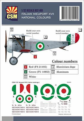Copper State Models D32-001 Nieuport XVII, Italian National colours 1/32