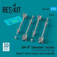 Reskit 72483 AIM-9P 'Sidewinder' missiles (4 pcs.) 1/72
