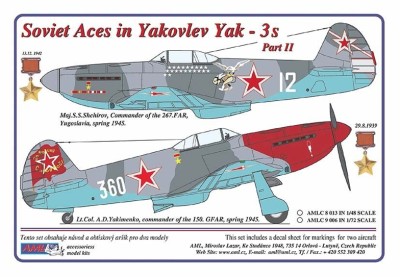 AML AMLC48013 Декали for Yak-3 Soviet Aces Part II. 1/48