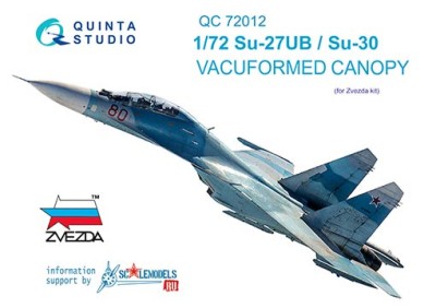 Quinta studio QC72012 Su-27UB/Su-30 vacuformed clear canopy(for Zvezda kit) 1/72