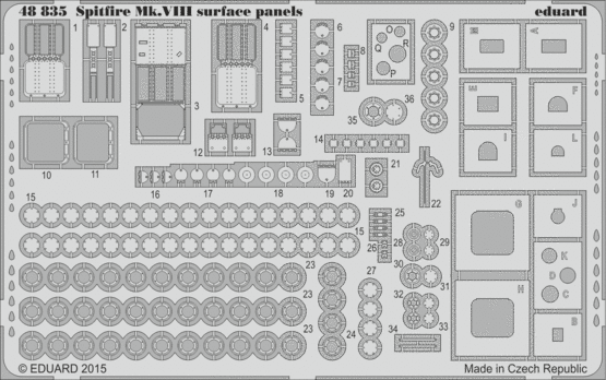 Eduard 48835 Spitfire Mk.VIII surface panels 1/48