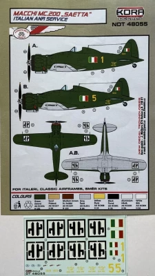 Kora Model NDT48055 Decals MC.200 Saetta Italian ANR Service 1/48