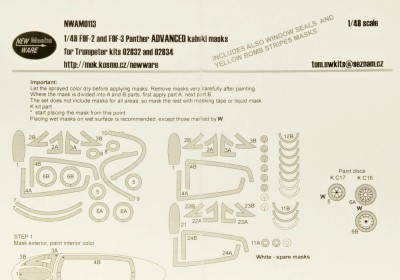 New Ware NWA-M0113 Mask F9F-2 and F9F-3 Panther ADVANCED (TRUMP) 1/48