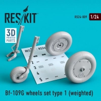 Reskit RS24-009 Bf-109G wheels set type 1 (weighted) 1/24