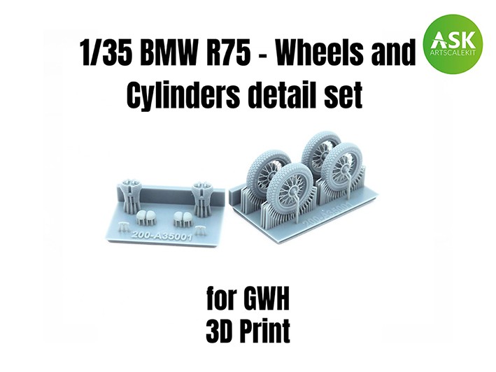 Art Scale 200-A35001 BMW R75 - Wheels and Cylinders detail set 1/35