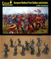 Caesar Miniatures H088 European Medieval Foot Soldiers and Archers, 15th Century 1/72