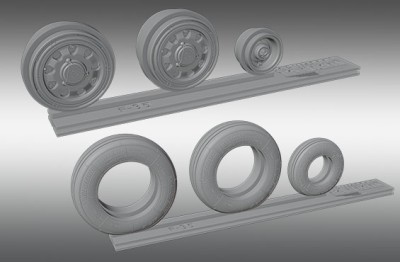 Print Scale PSW48019 Locheed-Martin F-35A Lightning Resin Rims And Elastic Rubber Wheels 1/48