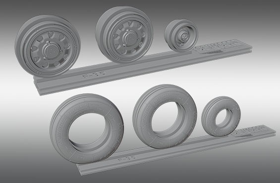 Print Scale PSW48019 Locheed-Martin F-35A Lightning Resin Rims And Elastic Rubber Wheels 1/48