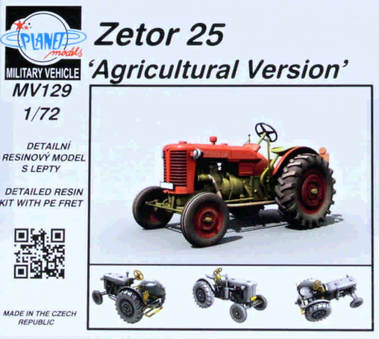 Planet Models MV72129 Zetor 25 'Agricultural Version' (resin kit) 1/72