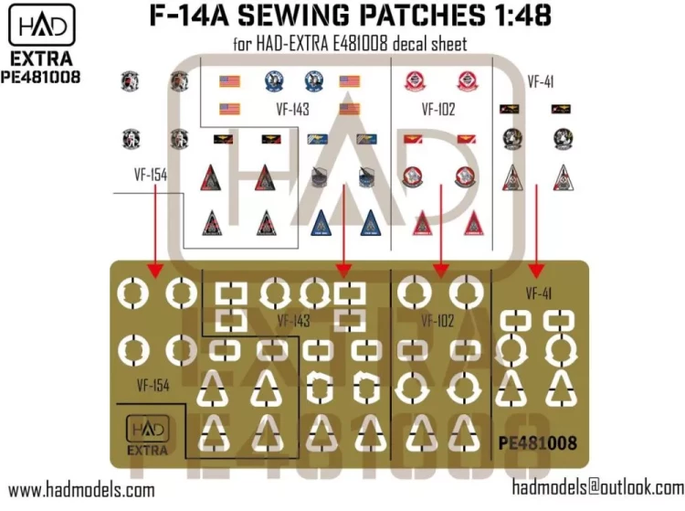 HAD PE481008 F-14A Sewing Patches (PE set) Vol.3 1/48