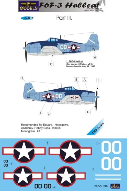 Lf Model C48217 Decals F6F-3 Hellcat (EDU/HAS/ACA/TAM) Pt.III 1/48