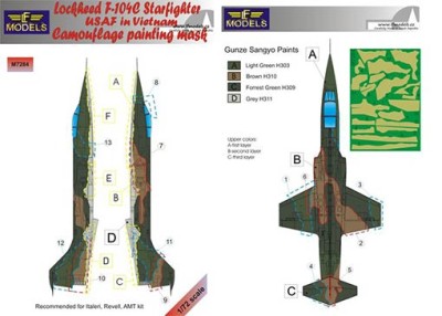 Lf Model M7284 Mask F-104C USAF in Vietnam Camoufl.painting 1/72