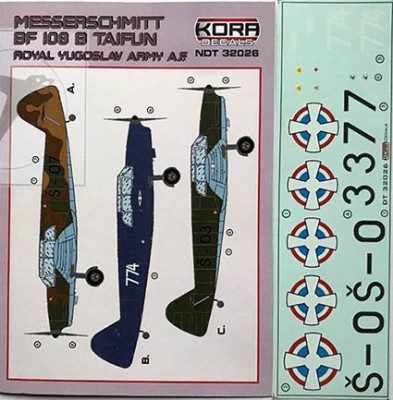 Kora Model NDT32026 Bf 108B Taifun Royal Yugoslav Army AF декали 1/32