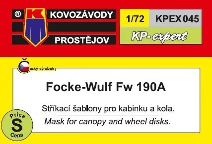 Kovozavody Prostejov EX045 Canopy&wheel mask Focke-Wulf Fw 190A 1/72