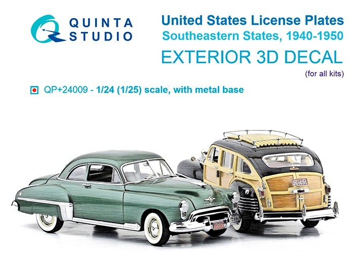 Quinta studio QP+24009 Автомобильные номера США, юго-восточные штаты, 1940-1950 1/24