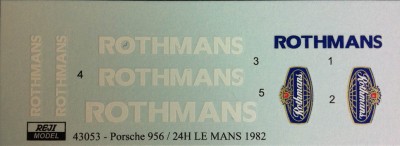 Reji Model 43053 Rothmans logo (Porsche 956, Le Mans 1982) 1/43