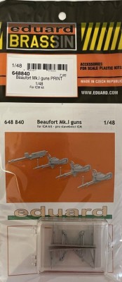Eduard 648840 BRASSIN Beaufort Mk.I guns PRINT (ICM) 1/48