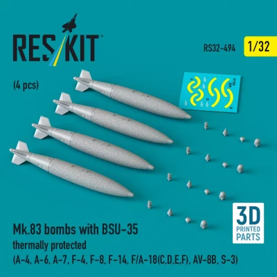 Reskit 32494 Mk.83 bombs w/ BSU-35 thermally prot. (4 pcs) 1/32