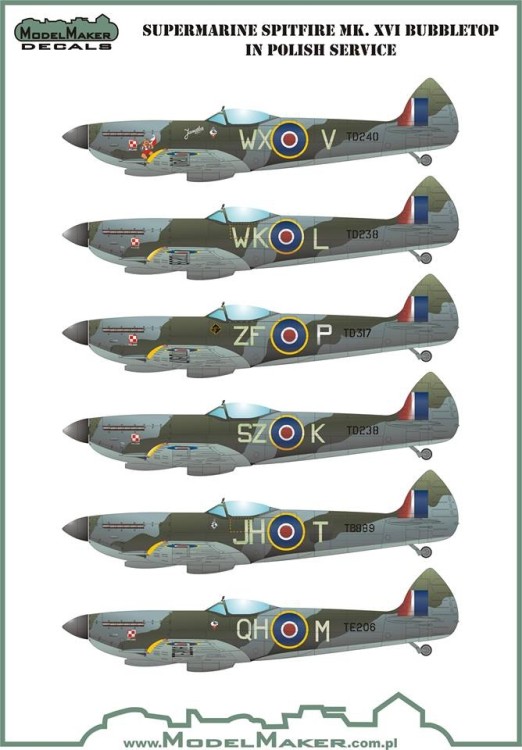 Model Maker Decals MD32066 Supermarine Spitfire Mk.XVI Bubbletop in Polish service 1/32