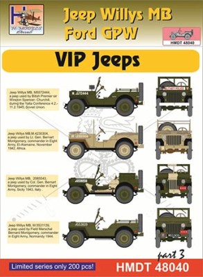 Hm Decals HMDT48040 1/48 Decals Jeep Willys MB/Ford GPW VIP Jeeps 3