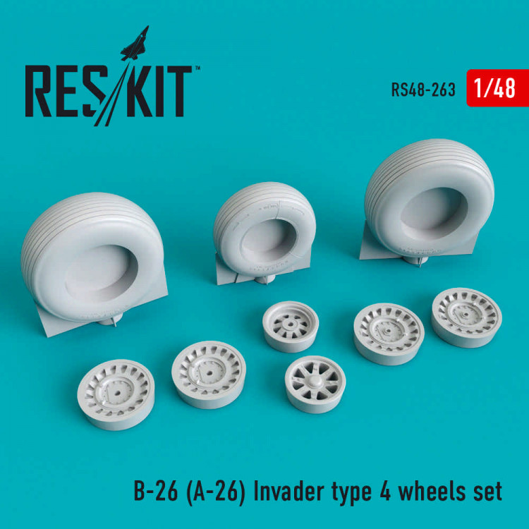 Reskit RS48-0263 B-26 (A-26) Invader колеса type 4 (ICM,HAS) 1/48