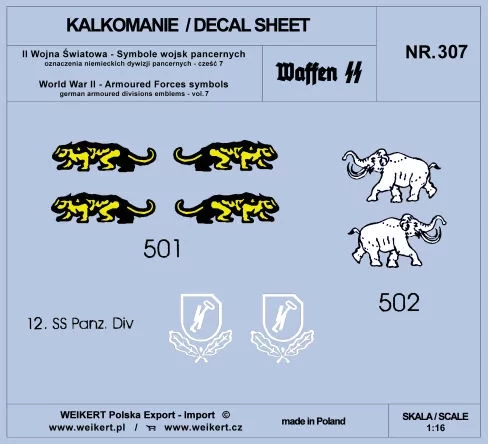 Weikert Decals 307 German Armoured Forces symbols - part 7 1/16