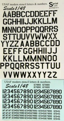 Print Scale 48-005 USAF modern stencil letters&amp;numbers (BLACK) 1/48