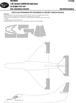 New Ware NWA-M0631 1/72 Mask A-4B/C Skyhawk CAMOUFLAGE (FUJIMI)
