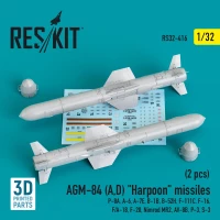 Reskit RS32-416 AGM-84 (A,D) 'Harpoon' missiles (2 pcs.) 1/32