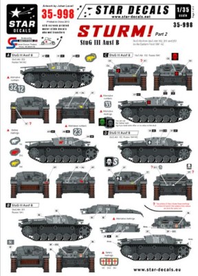 Star Decals STAR35998 Sturm #2. Sturmgeschutz/StuG.III Ausf.B. Sturmgeschutz/StuG .Abt 192, 201 and 203 on the Eastern Front 1941-42 1/35