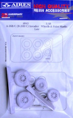 Aires 4843 A-26B/C (B-26B/C) Invader late wheels&amp;p.mask 1/48