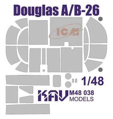 KAV M48038 А/B-26 &quot;Инвейдер&quot;, Американский бомбардировщик (ICM 48281, 48282) окрасочная маска 1/48